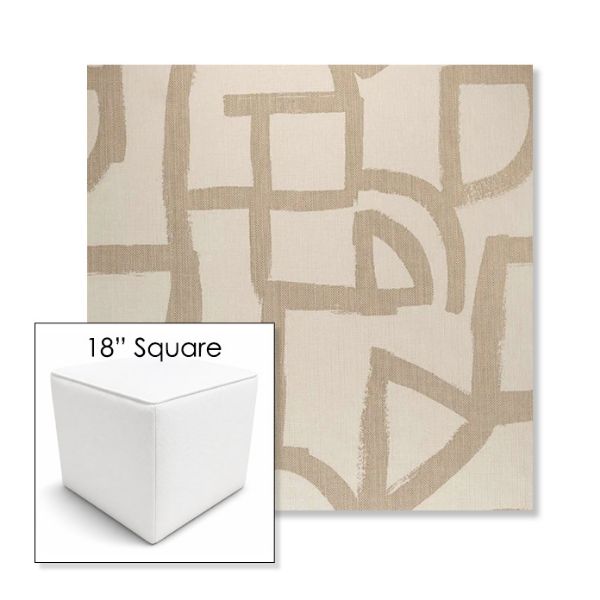 Picture of Brushstroke Stucco | 18" Square Outdoor Pouf or Ottoman | Sunbrella Fabrics