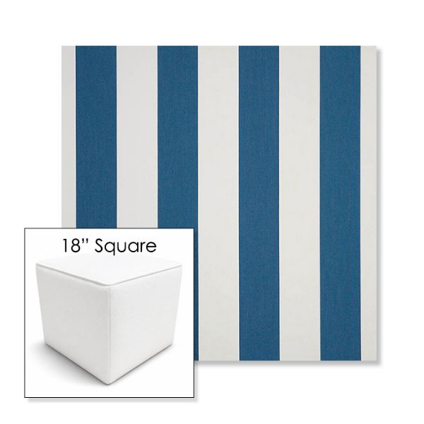 Picture of Cabana Regatta | 18" Square Outdoor Pouf or Ottoman | Sunbrella Fabrics