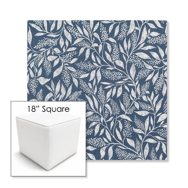 Picture of Exquisite Indigo | 18" Square Outdoor Pouf or Ottoman | Sunbrella Fabrics