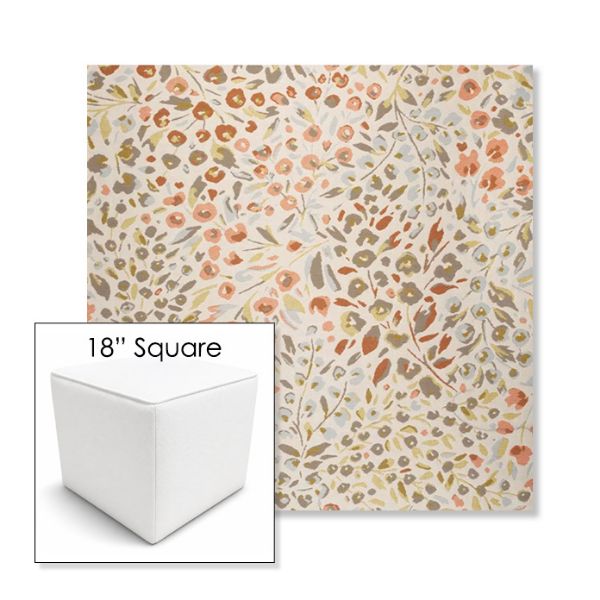 Picture of Flora Sunset | 18" Square Outdoor Pouf or Ottoman | Sunbrella Fabrics