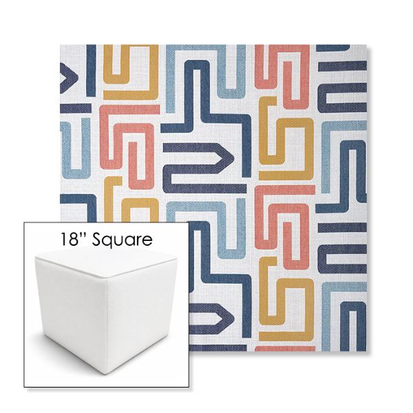 Picture of Labyrinth Fiesta | 18" Square Outdoor Pouf or Ottoman | Sunbrella Fabrics