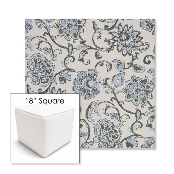 Picture of Martha Floral Periwinkle | 18" Square Outdoor Pouf or Ottoman | Sunbrella Fabrics