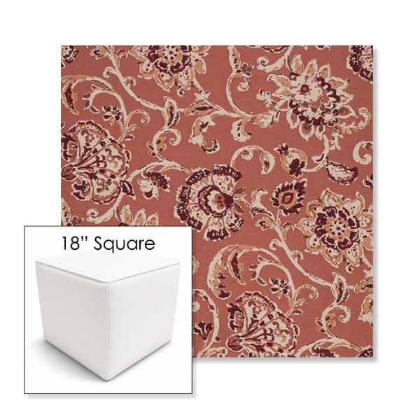 Picture of Martha Floral Rose Vine | 18" Square Outdoor Pouf or Ottoman | Sunbrella Fabrics
