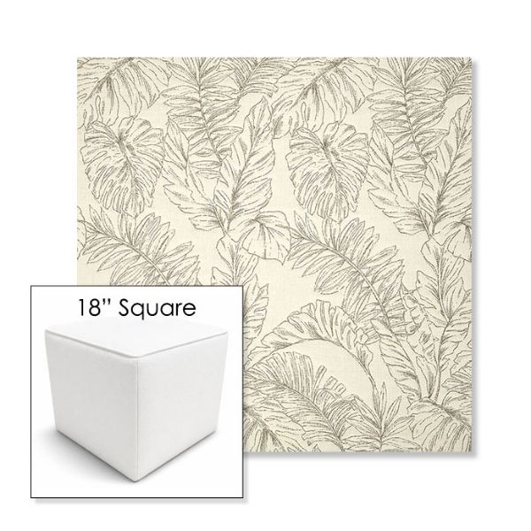 Picture of Palma Whitesand | 18" Square Outdoor Pouf or Ottoman | Sunbrella Fabrics