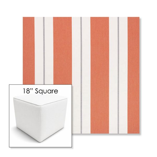 Picture of Relate Persimmon | 18" Square Outdoor Pouf or Ottoman | Sunbrella Fabrics