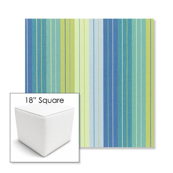 Picture of Seville Seaside | 18" Square Outdoor Pouf or Ottoman | Sunbrella Fabrics