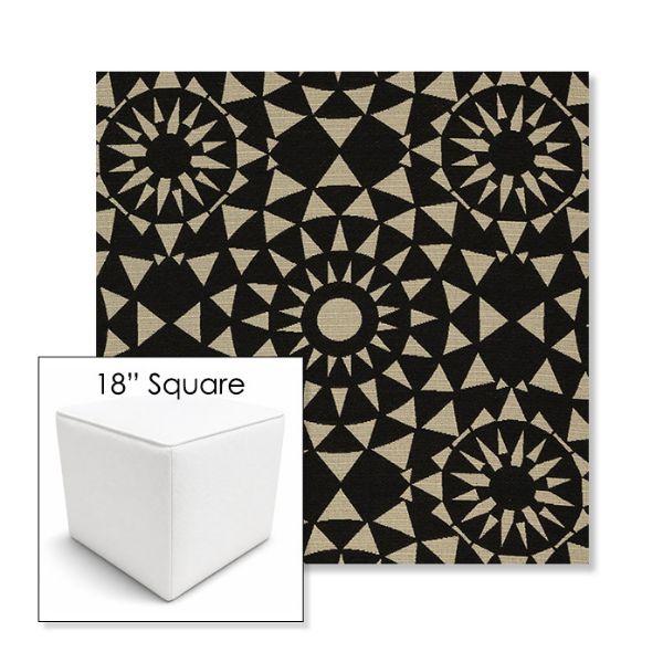 Picture of Sundial Starboard | 18" Square Outdoor Pouf or Ottoman | Sunbrella Fabrics