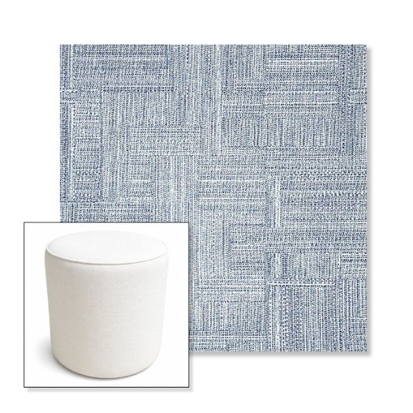 Picture of Boro Indigo | 16" Round x 18" Tall Outdoor Pouf or Ottoman | Sunbrella Fabrics