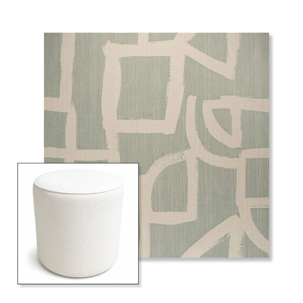 Picture of Brushstroke Duckegg | 16" Round x 18" Tall Outdoor Pouf or Ottoman | Sunbrella Fabrics