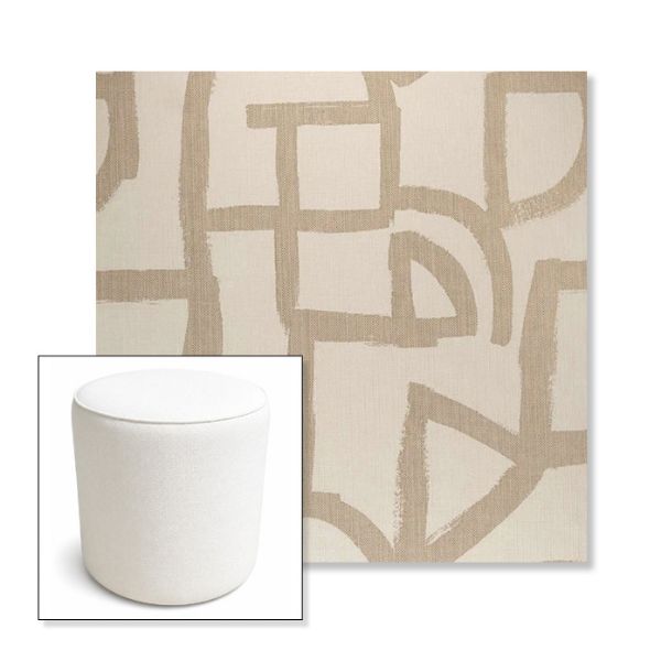 Picture of Brushstroke Stucco | 16" Round x 18" Tall Outdoor Pouf or Ottoman | Sunbrella Fabrics