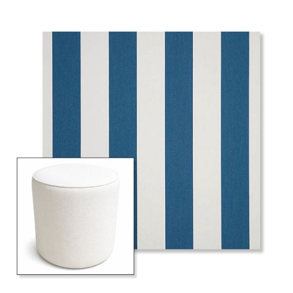 Picture of Cabana Regatta | 16" Round x 18" Tall Outdoor Pouf or Ottoman | Sunbrella Fabrics