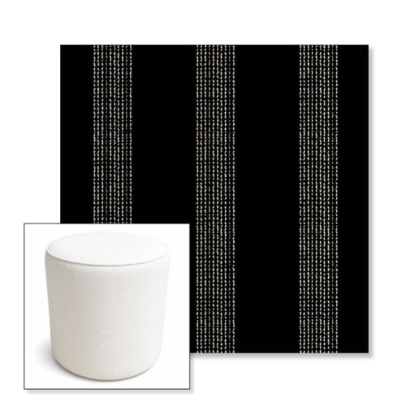 Picture of Caper Onyx | 16" Round x 18" Tall Outdoor Pouf or Ottoman | Sunbrella Fabrics