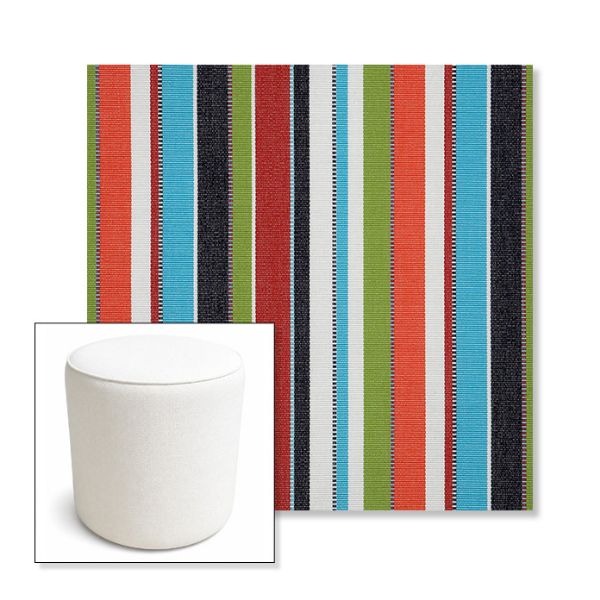 Picture of Carousel Confetti | 16" Round x 18" Tall Outdoor Pouf or Ottoman | Sunbrella Fabrics