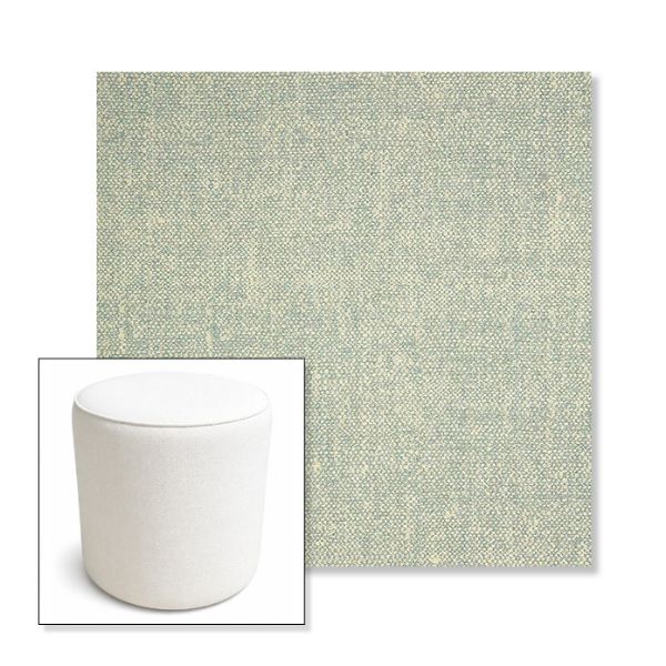 Picture of Chartres Mist | 16" Round x 18" Tall Outdoor Pouf or Ottoman | Sunbrella Fabrics