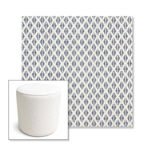 Picture of Detail Denim | 16" Round x 18" Tall Outdoor Pouf or Ottoman | Sunbrella Fabrics