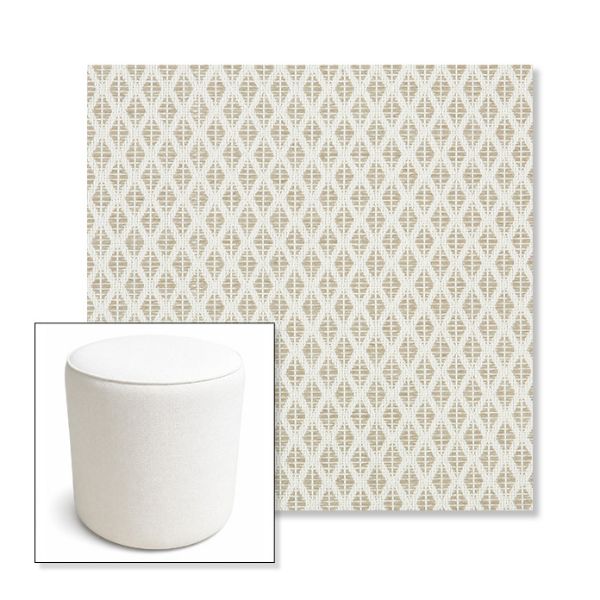 Picture of Detail Linen | 16" Round x 18" Tall Outdoor Pouf or Ottoman | Sunbrella Fabrics