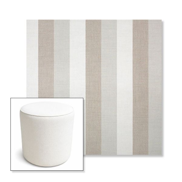 Picture of Direction Linen | 16" Round x 18" Tall Outdoor Pouf or Ottoman | Sunbrella Fabrics