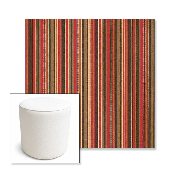 Picture of Dorsett Cherry | 16" Round x 18" Tall Outdoor Pouf or Ottoman | Sunbrella Fabrics