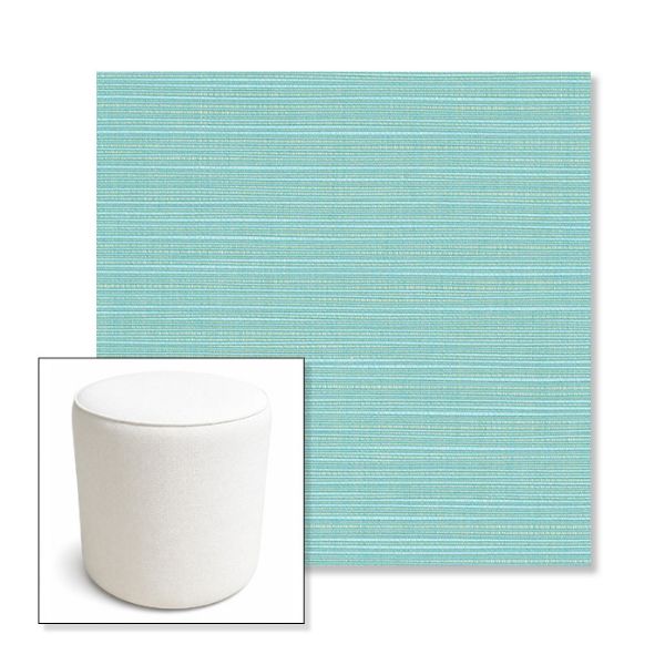 Picture of Dupione Celeste | 16" Round x 18" Tall Outdoor Pouf or Ottoman | Sunbrella Fabrics