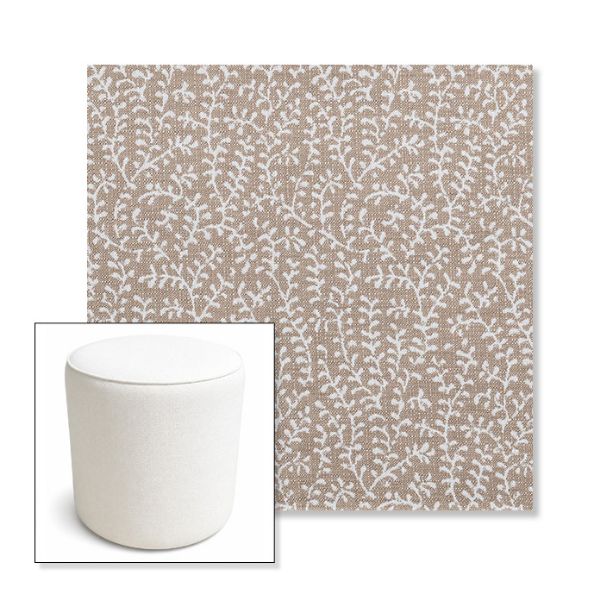 Picture of Eberly Linen | 16" Round x 18" Tall Outdoor Pouf or Ottoman | Sunbrella Fabrics