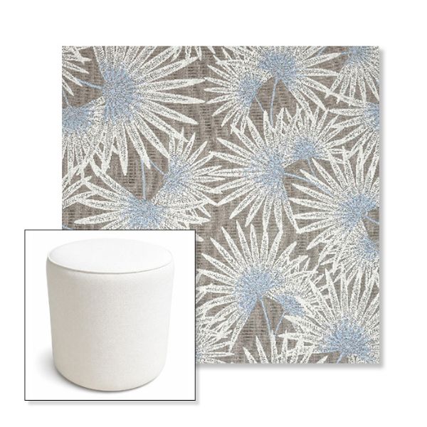 Picture of Etta Vapor | 16" Round x 18" Tall Outdoor Pouf or Ottoman | Sunbrella Fabrics