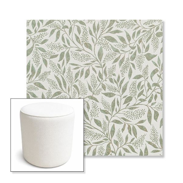 Picture of Exquisite Aloe | 16" Round x 18" Tall Outdoor Pouf or Ottoman | Sunbrella Fabrics