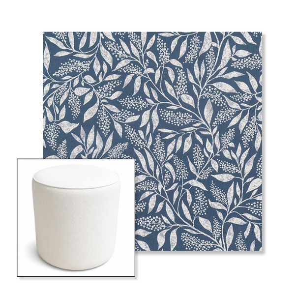 Picture of Exquisite Indigo | 16" Round x 18" Tall Outdoor Pouf or Ottoman | Sunbrella Fabrics