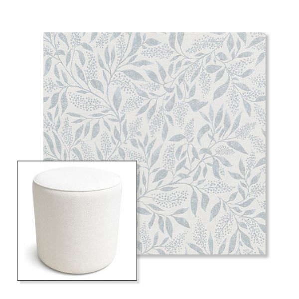 Picture of Exquisite Mist | 16" Round x 18" Tall Outdoor Pouf or Ottoman | Sunbrella Fabrics