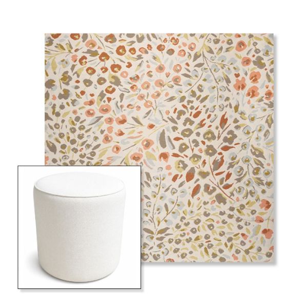 Picture of Flora Sunset | 16" Round x 18" Tall Outdoor Pouf or Ottoman | Sunbrella Fabrics