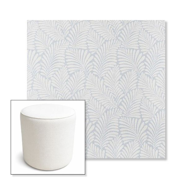 Picture of Frond Sky | 16" Round x 18" Tall Outdoor Pouf or Ottoman | Sunbrella Fabrics