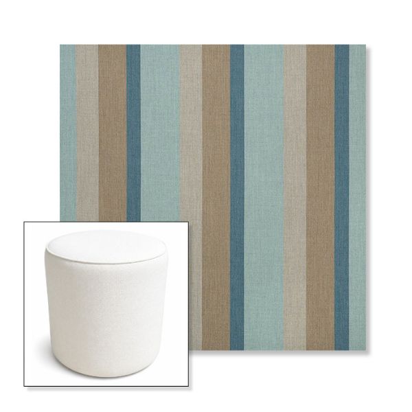 Picture of Gateway Mist | 16" Round x 18" Tall Outdoor Pouf or Ottoman | Sunbrella Fabrics