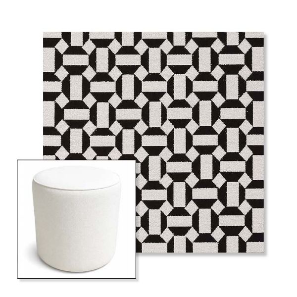 Picture of Hoopla Panda | 16" Round x 18" Tall Outdoor Pouf or Ottoman | Sunbrella Fabrics