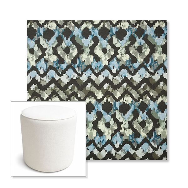 Picture of Inga Green Tea | 16" Round x 18" Tall Outdoor Pouf or Ottoman | Sunbrella Fabrics