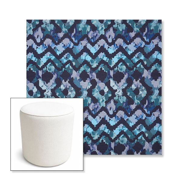 Picture of Inga Waterscape | 16" Round x 18" Tall Outdoor Pouf or Ottoman | Sunbrella Fabrics