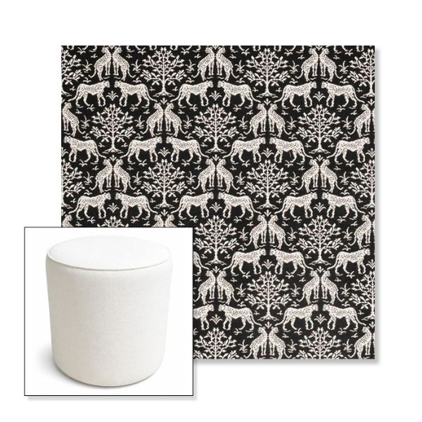 Picture of Jaipur Frame Onyx | 16" Round x 18" Tall Outdoor Pouf or Ottoman | Sunbrella Fabrics