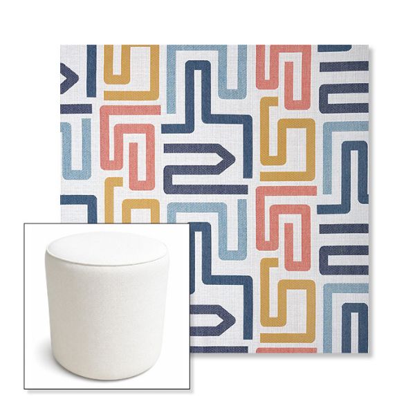 Picture of Labyrinth Fiesta | 16" Round x 18" Tall Outdoor Pouf or Ottoman | Sunbrella Fabrics