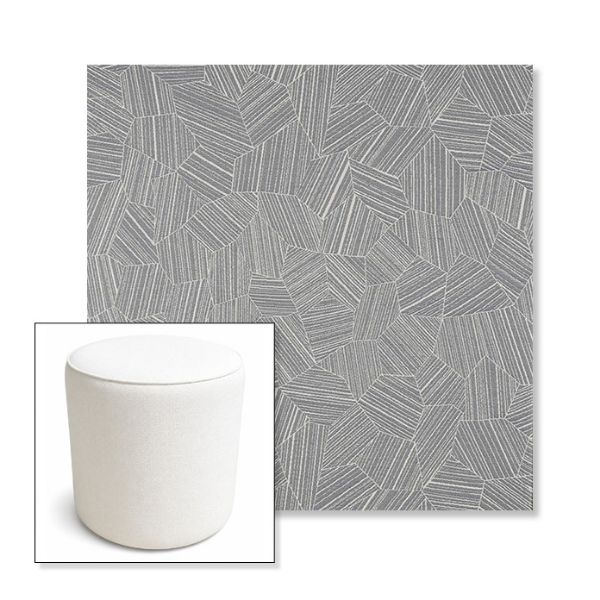 Picture of Leaf Structure Slate | 16" Round x 18" Tall Outdoor Pouf or Ottoman | Sunbrella Fabrics