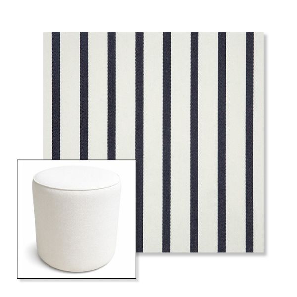 Picture of Lido Indigo | 16" Round x 18" Tall Outdoor Pouf or Ottoman | Sunbrella Fabrics