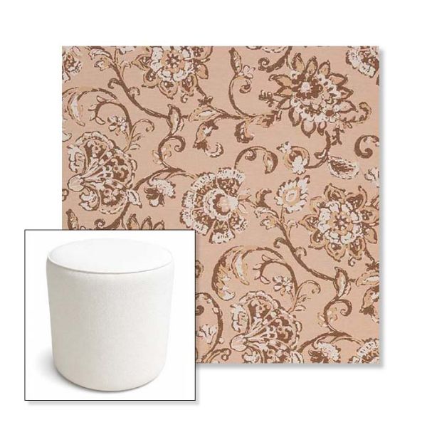 Picture of Martha Floral Dogwood | 16" Round x 18" Tall Outdoor Pouf or Ottoman | Sunbrella Fabrics