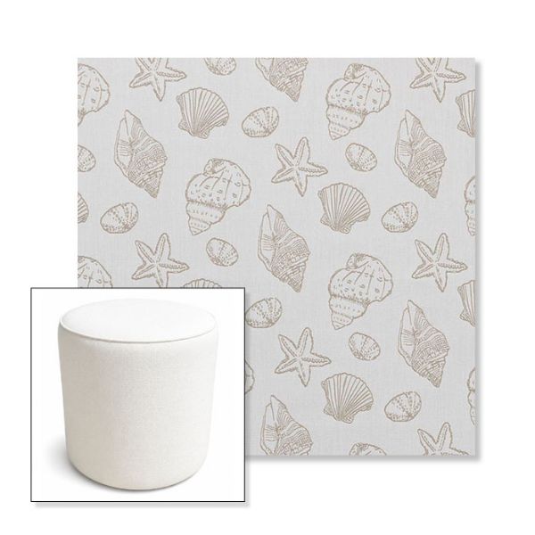 Picture of Nantucket Suntan | 16" Round x 18" Tall Outdoor Pouf or Ottoman | Sunbrella Fabrics