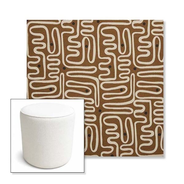 Picture of Nema Teak | 16" Round x 18" Tall Outdoor Pouf or Ottoman | Sunbrella Fabrics