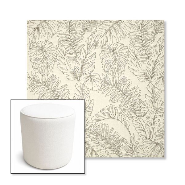 Picture of Palma Whitesand | 16" Round x 18" Tall Outdoor Pouf or Ottoman | Sunbrella Fabrics