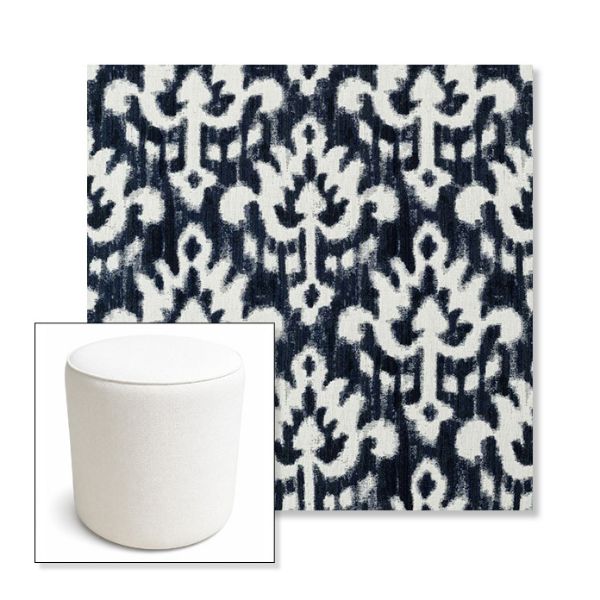 Picture of Patra Indigo | 16" Round x 18" Tall Outdoor Pouf or Ottoman | Sunbrella Fabrics