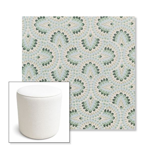 Picture of Plume Spring | 16" Round x 18" Tall Outdoor Pouf or Ottoman | Sunbrella Fabrics