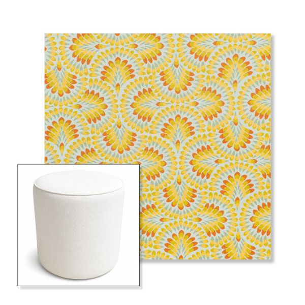 Picture of Plume Tropics | 16" Round x 18" Tall Outdoor Pouf or Ottoman | Sunbrella Fabrics