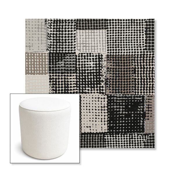 Picture of Pop Film | 16" Round x 18" Tall Outdoor Pouf or Ottoman | Sunbrella Fabrics