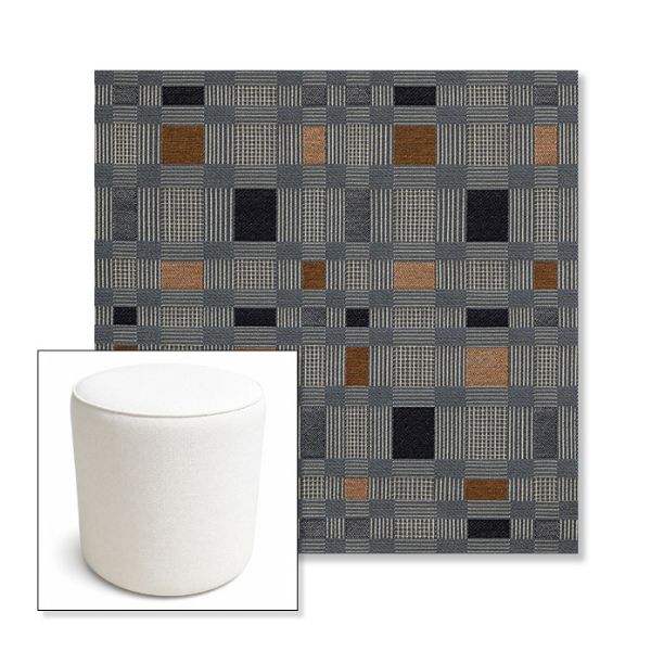 Picture of Rubix Vintage Denim | 16" Round x 18" Tall Outdoor Pouf or Ottoman | Sunbrella Fabrics