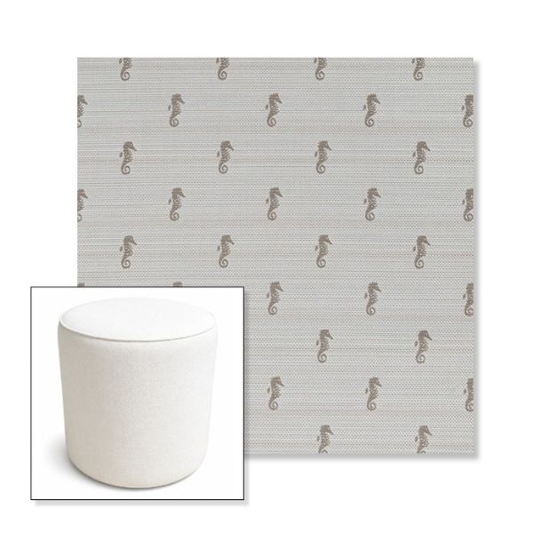 Picture of Schooner Plank | 16" Round x 18" Tall Outdoor Pouf or Ottoman | Sunbrella Fabrics