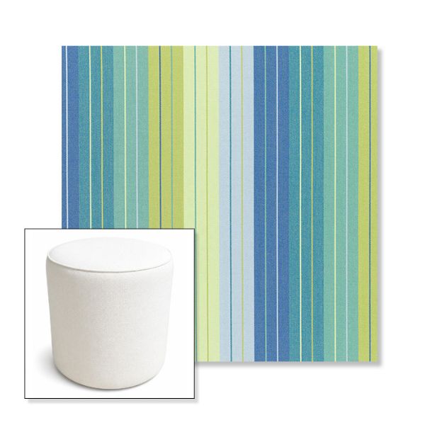 Picture of Seville Seaside | 16" Round x 18" Tall Outdoor Pouf or Ottoman | Sunbrella Fabrics