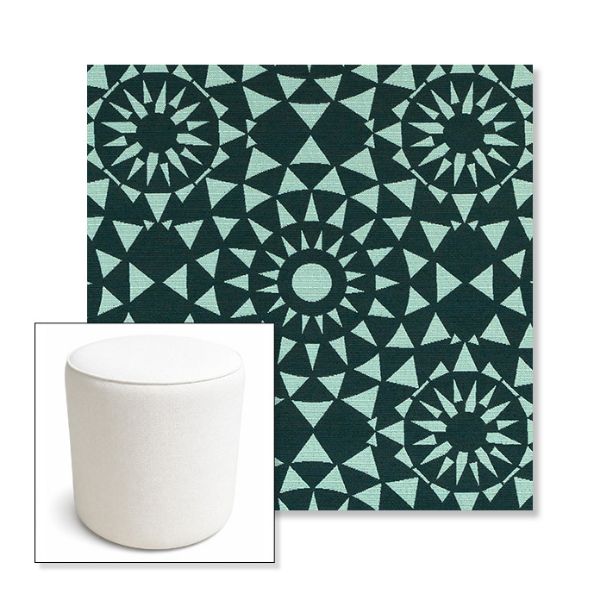 Picture of Sundial Seaweed | 16" Round x 18" Tall Outdoor Pouf or Ottoman | Sunbrella Fabrics
